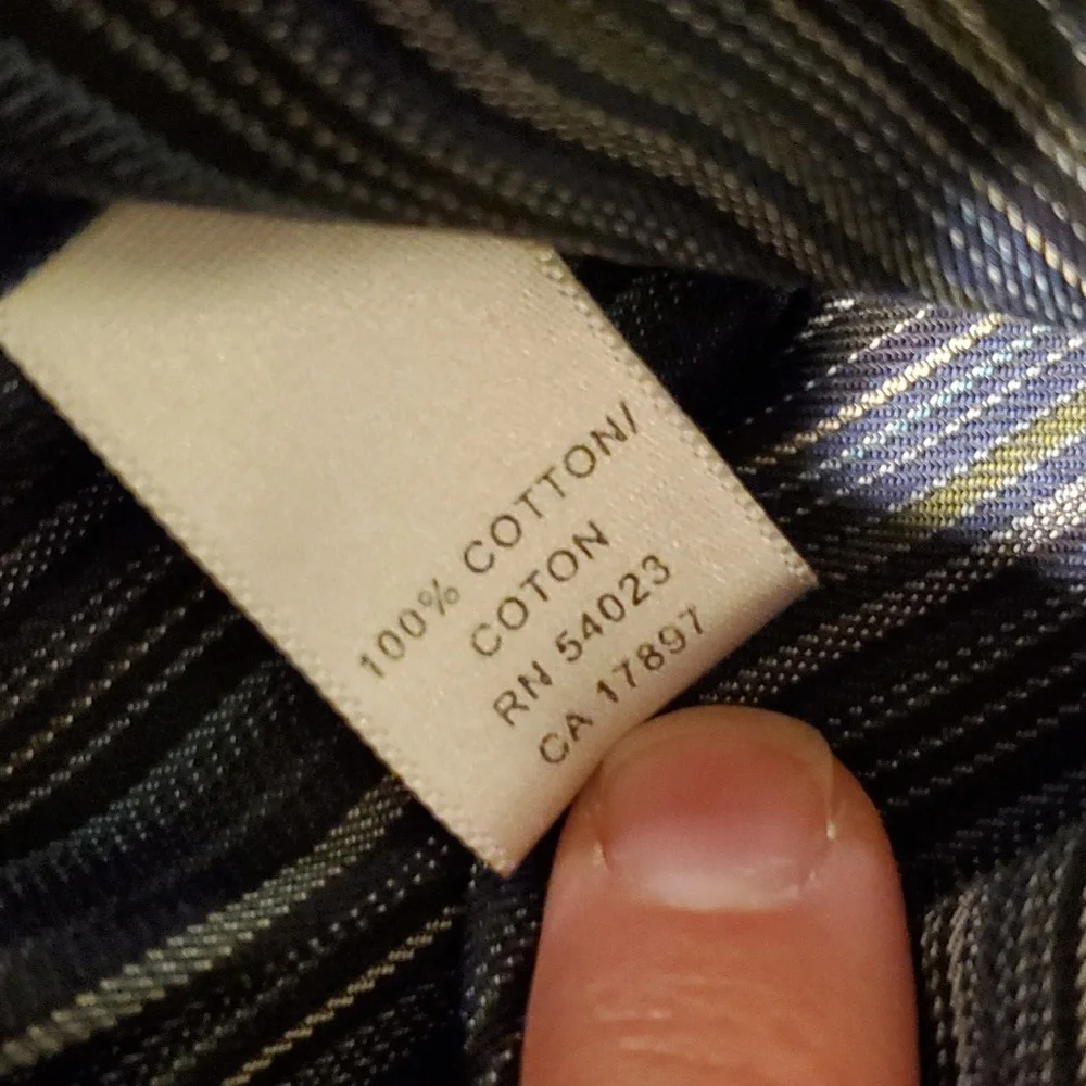 Banana Republic Mens Long Sleeve Blue and Gray Striped Buttondown Shirt‎ Size XL